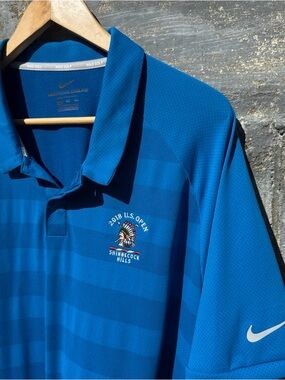 2018 US Open Nike Golf Shirt Mens XXL Blue Dri-FIT Shinnecock Hills Polo
